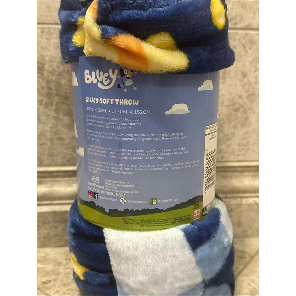 Bluey Birthday Balloon Throw Blanket NEW Silk Soft Touch 46” X 60” Bluey Bingo